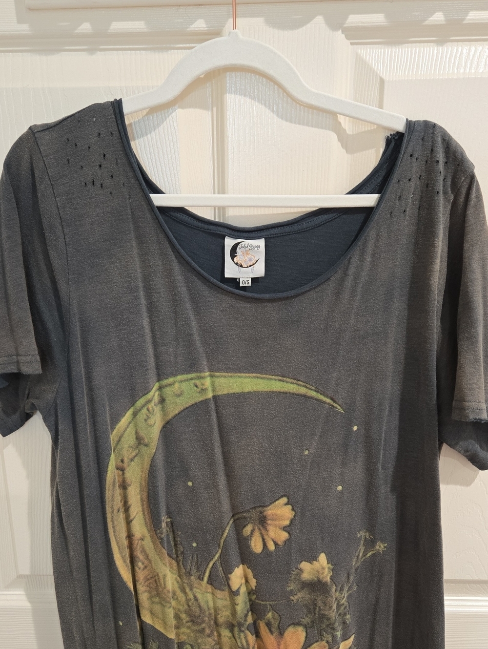 Jaded Gypsy MOON FLOWER Maxi T-Shirt Dress with Moon & Floral Graphic - Picture 4 of 9